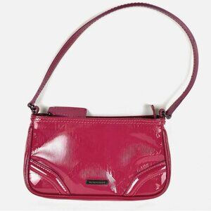 BURBERRY Raspberry Patent Leather Small Shoulder Clutch Bag Purse Calf Leather